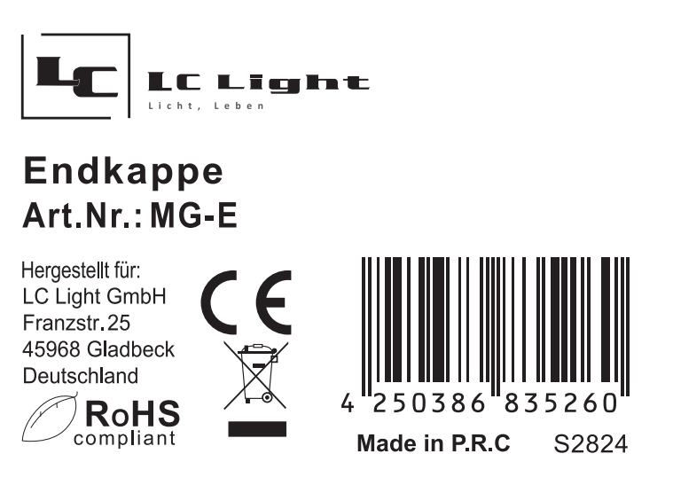 Endkappe für Magnet Schienensystem
